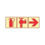 Sabs Fire Extinguisher Fire Hydrant + Red Arrow Right Photoluminescent Sign F12