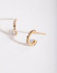 Goldair Gold Plated Sterling Silver MINI Cubic Zirconia Open Hoop Earrings