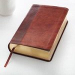 Kjv Giant Print Lux-leather 2-tone Brown Large Print Leather Fine Binding Large Type Edition