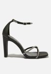 Cotton On Minnie Strappy Block Heel- Black silver Diamante