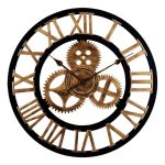 Heartdeco Vintage Industrial Gear Wooden Silent Quartz Wall Clock 40CM