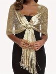 Plus Size Elegant Fringe Hem Shawl Top Multifunctional Cover Up Top For Party & Banquet Women's Plus Size Clothing