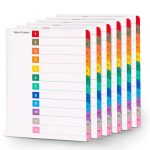 Tab Dividers For 3 Ring Binders 6 Sets 112 Numbered Index Dividers With Table Of Contents 8.5 X 11 In 3-HOLE Punched Binder Divi