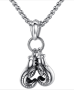 Fathersday Stainless Steel Pair Boxing Glove Necklace - Shining Silver