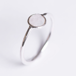 Silver Stack Round Rose Quartz Gemstone Ring - 7 Rose Quartz