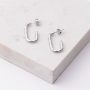 Hook Silver Stud Earrings With Hammered Finish - Silver