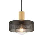 Anthea Pendant Light Black And Natural Metal And Wood