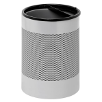 Special Steel Litter Bin – Wide – Perforated – Half Moon Flip Top Lid And Bin Liner – 753SI