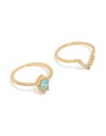 Goldair Gold Plated Cubic Zirconia Pear & Crown Stacking Rings 2-PACK - S m