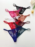 8-PACK Sexy Low-rise Women's Thong Panties Lace G-string Bow-knot Detailing Sheer Hollow-out Comfortable Breathable Bikini Under