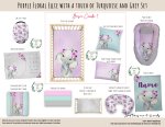 Cot Duvet Bedding Purple Floral Ellie With A Touch Of Turquoise And Grey Set