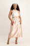 Siara Ombre Satin Midi Dress W/ Tie Back - Pink/nude - L