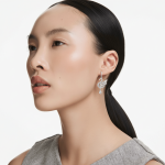 SWAROVSKI Swan Earrings White Rhodium Plated