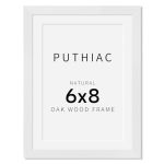 Puthiac 6X8 Solid Oak Wood Picture Frame Fits 5X7 With Mat Or 6X8 Without Mat Wall Or Tabletop Display With Stand Vertical Or Ho