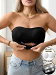 Solid Seamless Strapless Front Closure Wireless Bandeau Sexy Comfy Push Up Bra Women's Lingerie & Underwear