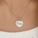 Casey Personalized Heart Necklace Silver Stainless Steel Ready In 3 Days