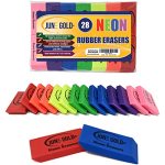 June Gold 28 Neon Colored Rubber Erasers - These All-purpose Erasers Are Perfect For Homes And Offices