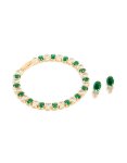 Goldair Gold Plated Green Cubic Zirconia Freshwater Pearl Toggle Bracelet