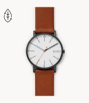 Skagen Signatur Black Round Leather Men's Watch SKW6374