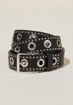 Emily Eyelet Belt - Black silver