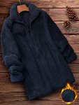 Zip Up Solid Teddy Coat Casual Long Sleeve Winter Outerwear Women's Clothing