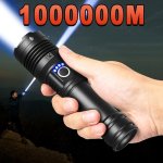 Paweinuo Ultra-bright 100000 Lumens LED Handheld Flashlight Battery Powered With Rechargeable 2000MAH Lithium Battery Multiple C