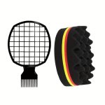 2PCS SET Hair Sponge Brush And Twist Comb Hair Curling Sponge Plastic Hair Coils Comb For Curly Hair Updos Hair And Tweezers