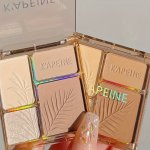 Highlight & Contour Palette 4-COLOR Illuminating Pressed Powder Shimmer & Matte Finish Face Makeup Bronzer For Glow & Sculpting
