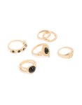 Goldair Gold Black Stone Twisted Vintage Evil Eye Rings 6-PACK - M l
