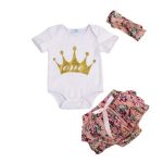 Floral Bloomer First Birthday Gold Crown Set 6-12M
