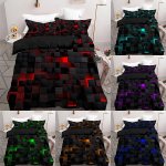 2 3PCS Duvet Cover Set 1 Duvet Cover + 1 2 Pillowcase Without Core Fashion Trend Cool Grid Print Bedding Set Soft Comfortable Du