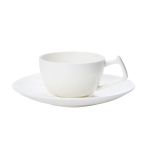 Coffee Cup And Saucer - Porcelain Cappuccino Cup - White