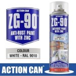 Action Can White Galv Zinc Paint Spray ZG-90 White 500ML CAN32817
