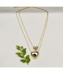 Double Heart Pendant Necklace - Gold Free