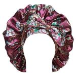 Double-layer Reversible Bow Hair Bonnet - Magenta Plum Blossom