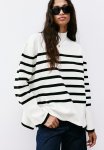 Turtleneck Jumper - White Striped