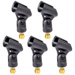 Universal Microphone Clip Holder With Nut Adapters 5 8" To 3 8" Black 5 Pack