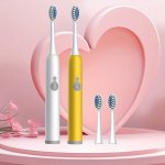 2PCS Electric Toothbrushes With 4 Toothbrush Heads Paired With Whitening And Oral Hygiene For Couples Suitable For Sensitive Gum