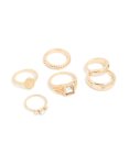 Goldair Gold Diamante Signet & Twisted Rings 6-PACK - M l