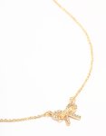 Goldair Gold Dainty Diamante Bow Necklace
