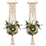 1 2PCS Flower Pot Net Pocket Hanging Basket Hanger Boho Style Handwoven Hanging Basket Home Wall Hanging Succulent Plant Storage