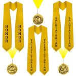Cunno 6 Pcs Graduation Award Medal And Graduation Stole Set Valedictorian Salutatorian Honor Graduate Stole And Medallion Award