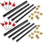 28PCS Metal Lathe Tools MINI Metal Lathe Cutting Tools Metal Boring Bar S06K S07K S08K S10K-SCLCR06 4 Sizes Shanks 6 7 8 10MM Wi