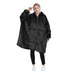 Zs - Oversized Huggle Hoodie Blanket With Zipper - Navy