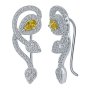 Sterling Silver 925 Cubic Zirconia Leaf Ear Climber Womens Earrings Long Pins