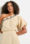 Edit Co-ord Asym Embroidered Detail Top - Neutral