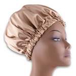 Luxurious Reversible Satin Bonnet - Champagne