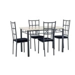Modern Marble Dining Set With 4 Chairs Light & Dark Marble MW550