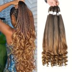 Synthetic Braiding Hair Pre Stretched 6 Pack 60.96 Cm French Curly Braiding Hair Crochet Braids Natural Black Easy Braiding Croc