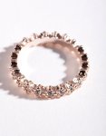 Rose Gold Diamante Band Ring - M l